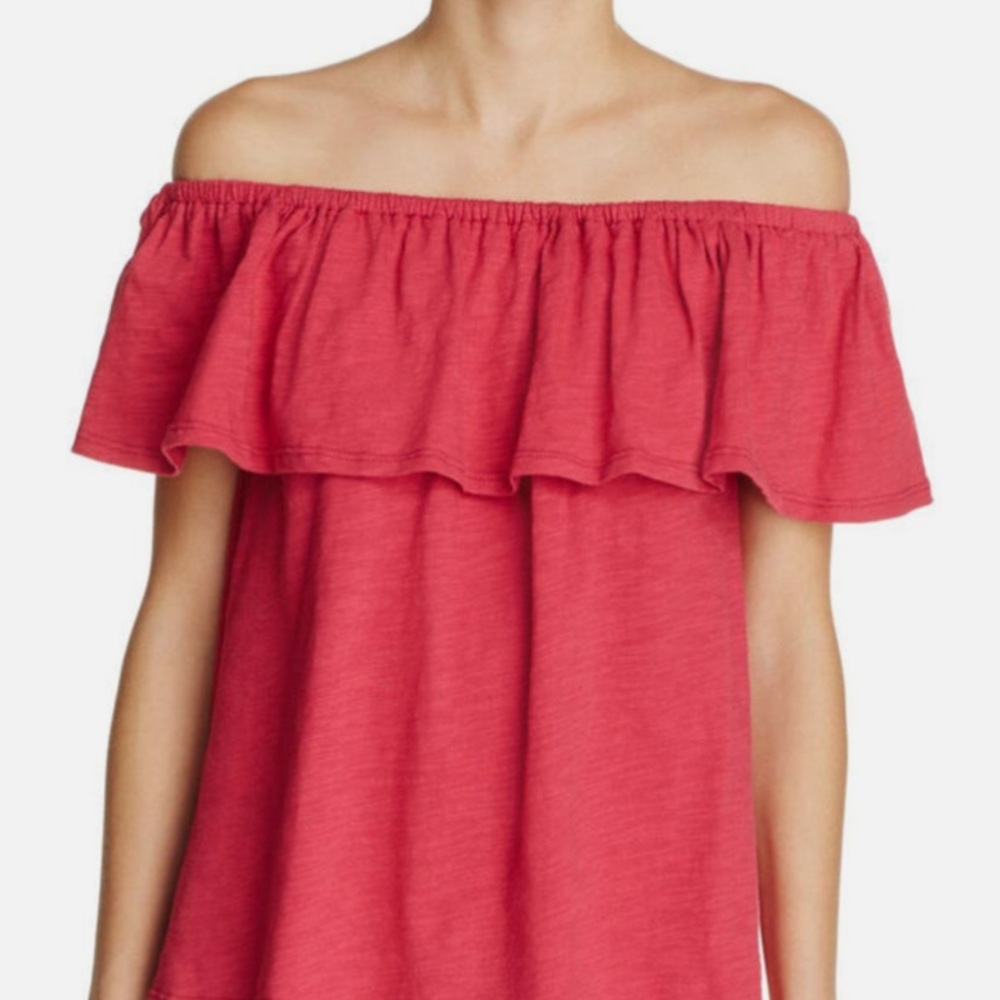 Rebecca Minkoff Pink Ruffled Diosa Off-the-Shoulder Blouse